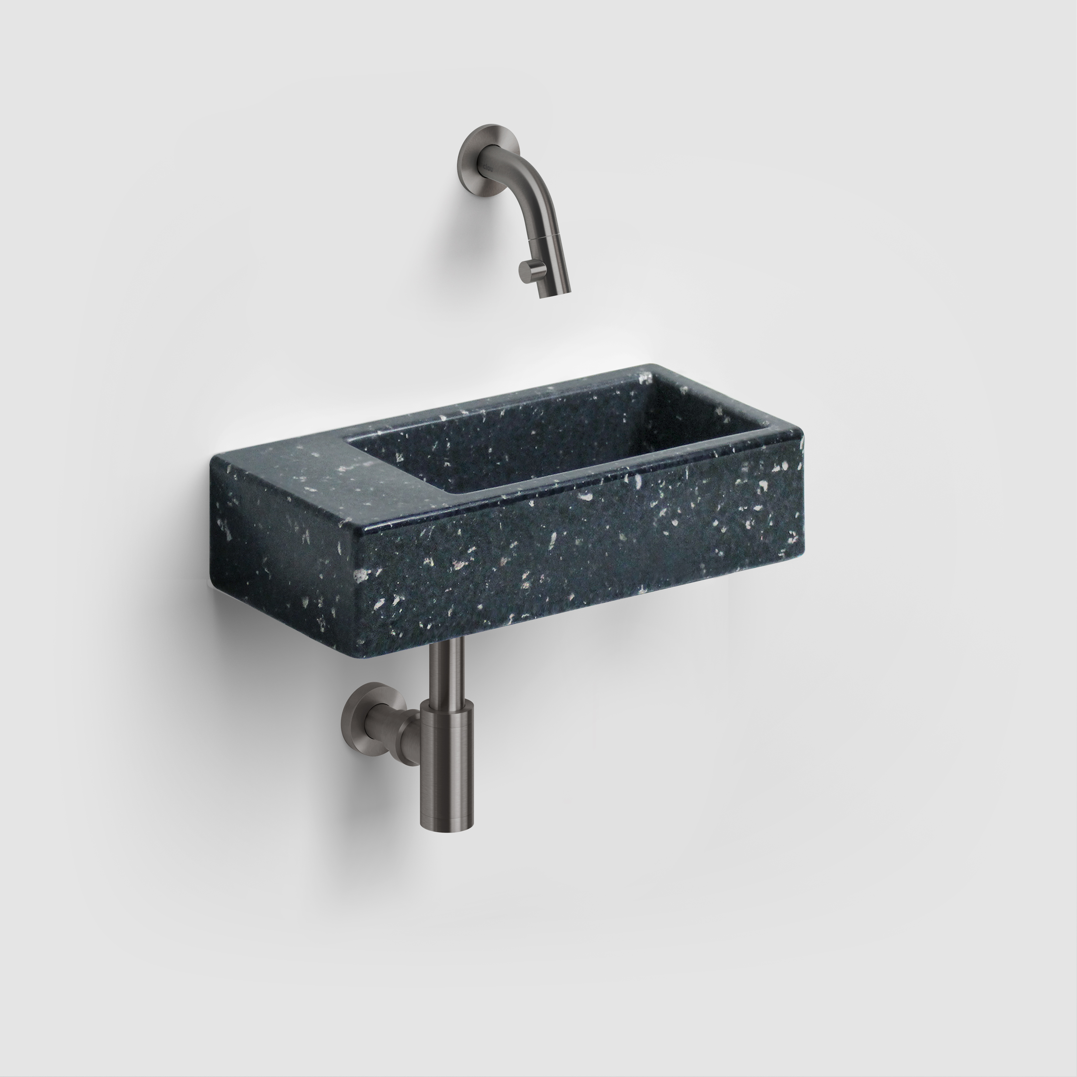 Clou Flush 3 fontein 36cm links gerecycleerd heelal zwart PE